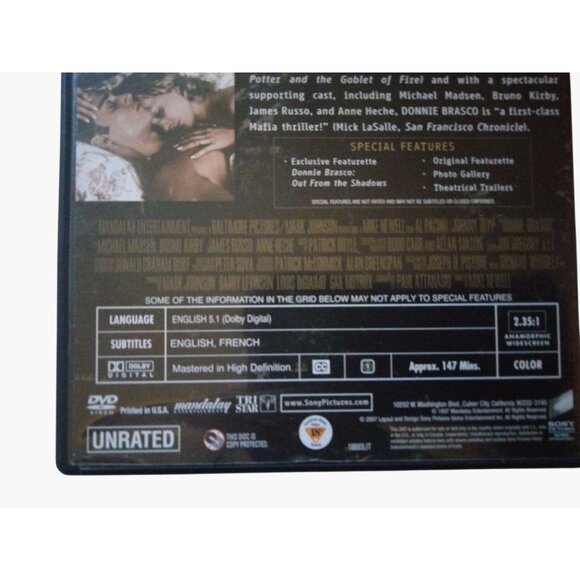 Donnie Brasco DVD 1997 Extended Cut Movie Al Pacino Johnny Depp - Picture 4 of 5